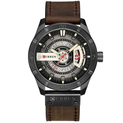 Black stainless steel and leather strap watch | Boreal