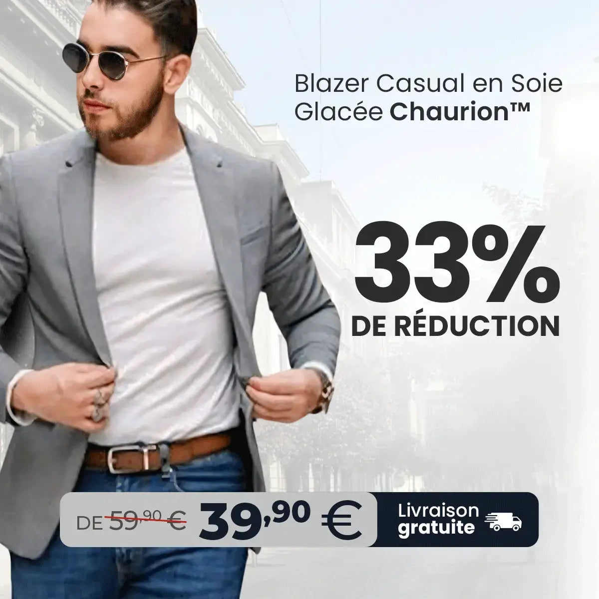 Blazer Masculin Casual en Soie Glacée Chaurion™