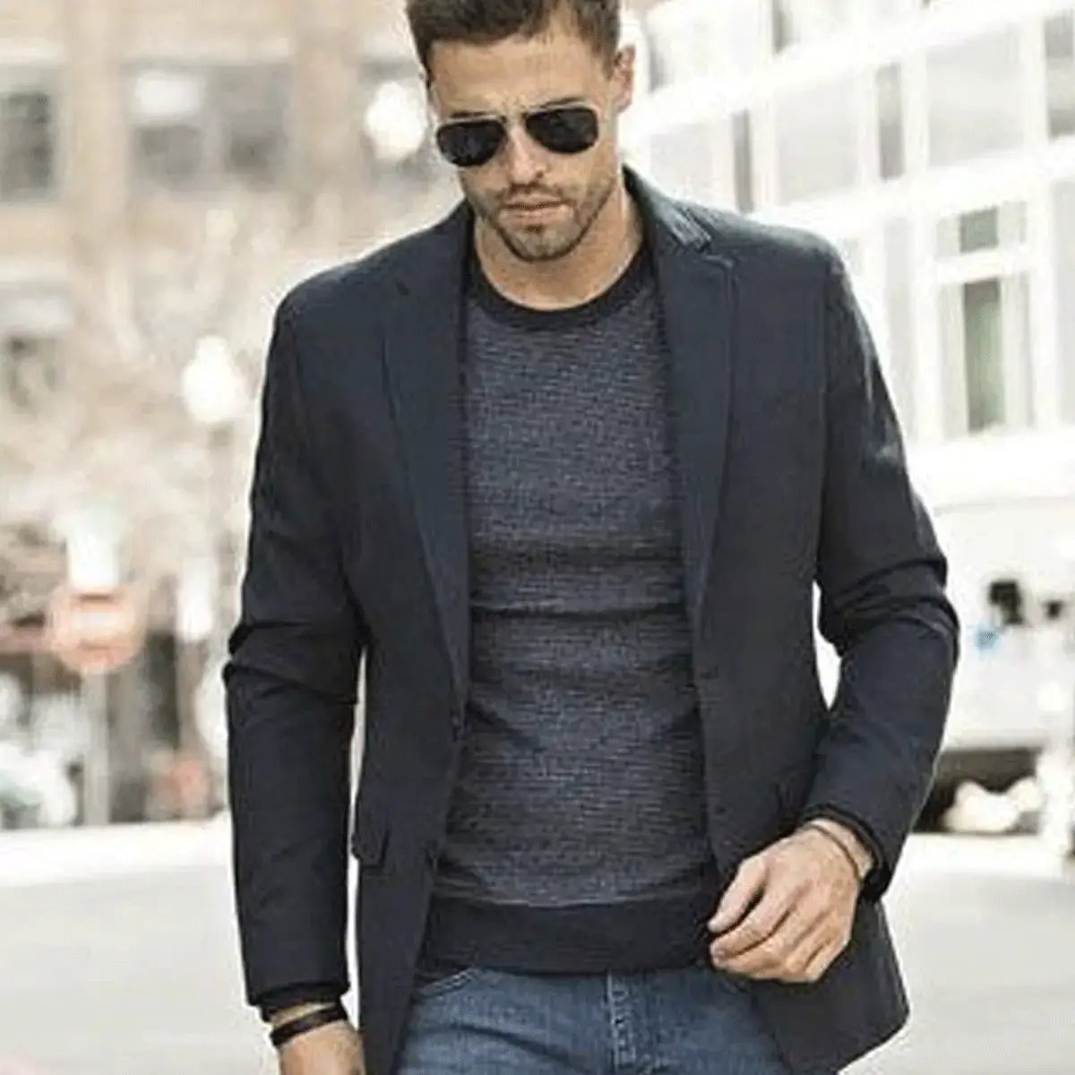 Blazer Masculin Casual en Soie Glacée Chaurion™