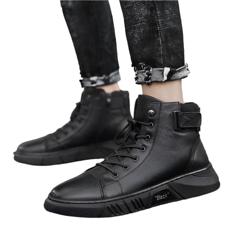 Hector - Men's Rugged Leather Boots in Black Leather 