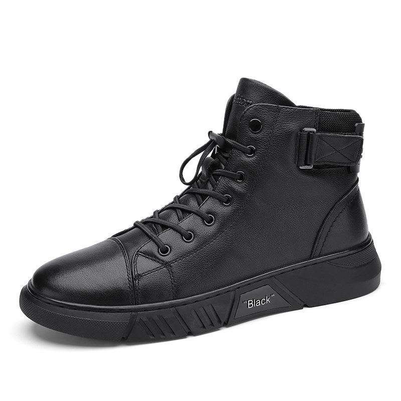 Hector - Men's Rugged Leather Boots in Black Leather 